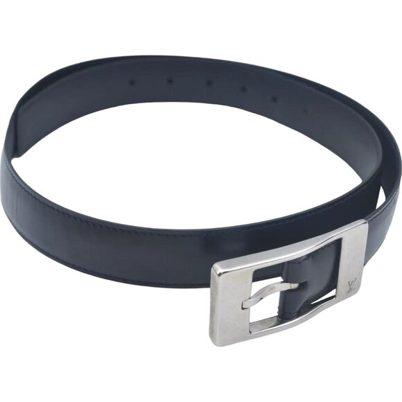 414171AM (S2) Louis Vuitton Belt Ceinture Mirage 37.4" Black Leather - Picture 1 of 11